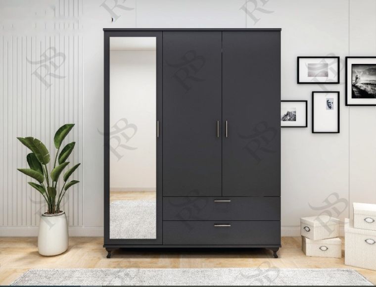 3-door Wardrobe with Mirror + 2 Drawers